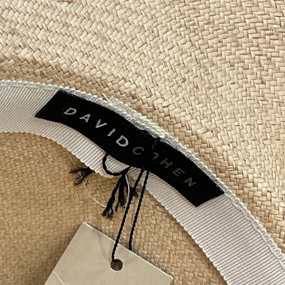 David Cohen Straw Hat with Pink and White Poka Dot Ribbon, Size is 22.5 Inches - Picture 9 of 11